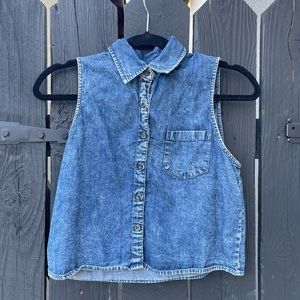 Button Down Jean Crop Top